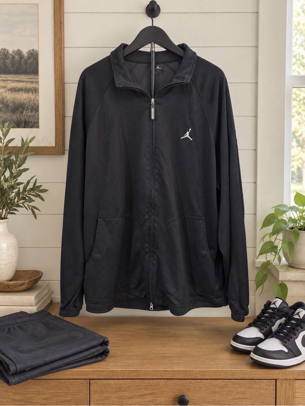 Jordan Black Full-Zip Performance Jacket with White Jumpman